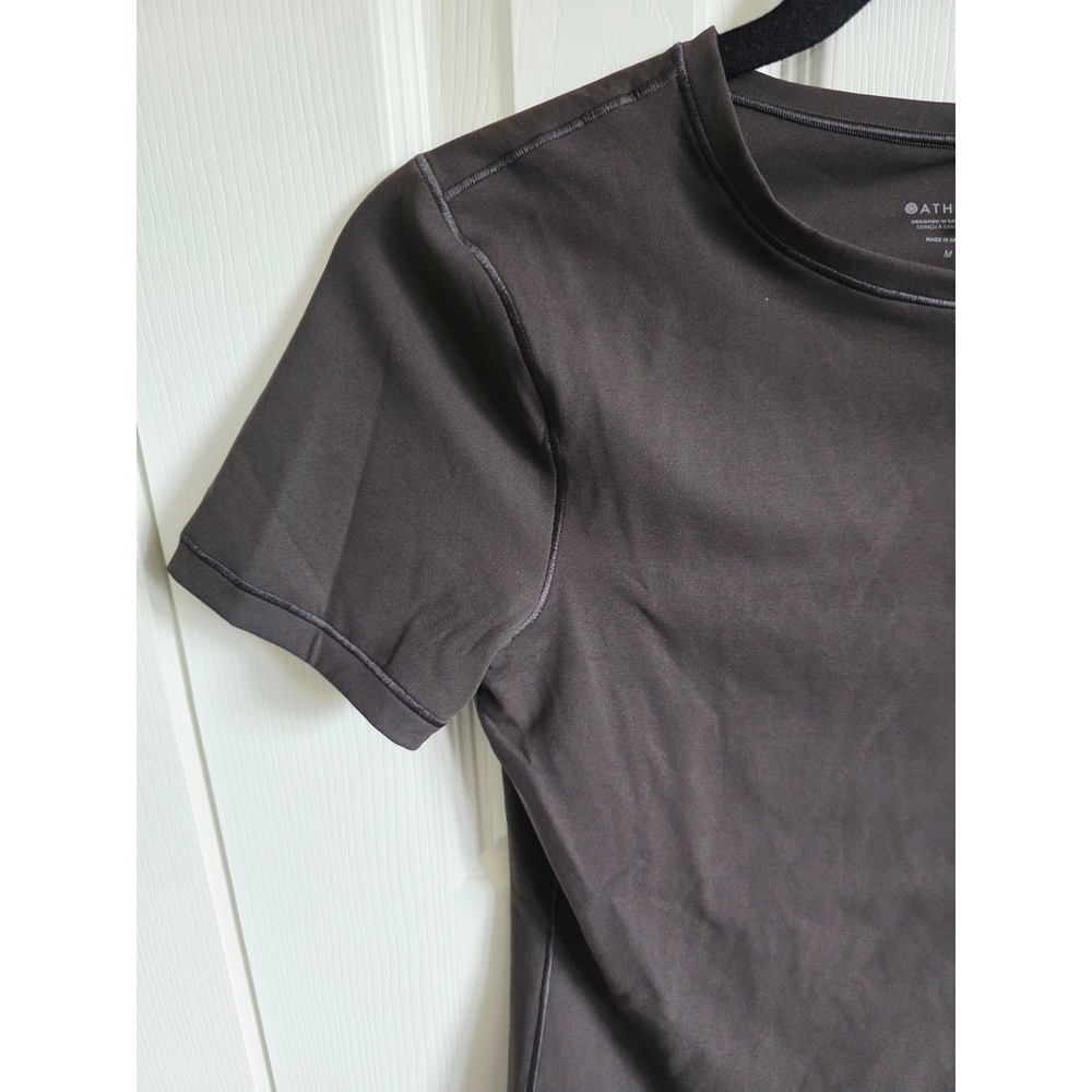 Athleta M Bodymove Brown Short Sleeve Crew Neck Thong Bodysuit NEW - Picture 5 of 12